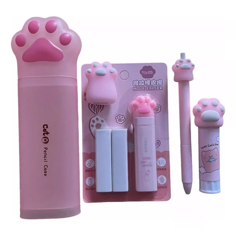 GENERICO - Pack Escritorio Escolar U Oficina Kawaii Diseño Gatito