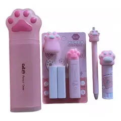 GENERICO - Pack Escritorio Escolar U Oficina Kawaii Diseño Gatito
