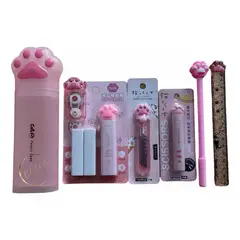 GENERICO - Set Gatito Estuche Y Accesorios Kawaii Oficina Colegio