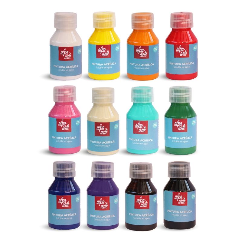 GENERICO - Set de 12 Pinturas Acrilicas 70 ml - Alpa Arte