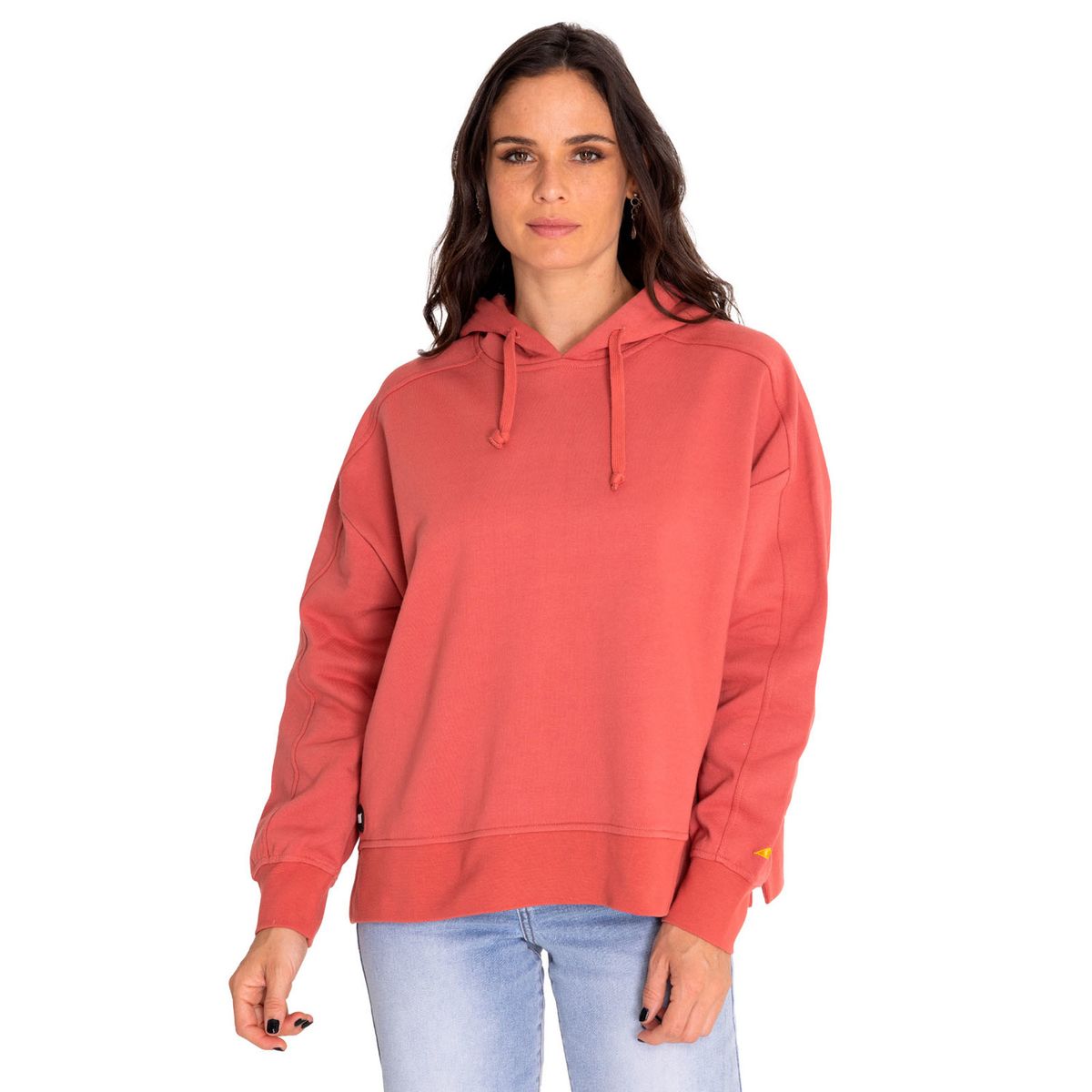 CAT - Polerón Mujer Fleece Oversized Cozy Hoodie Rojo CAT