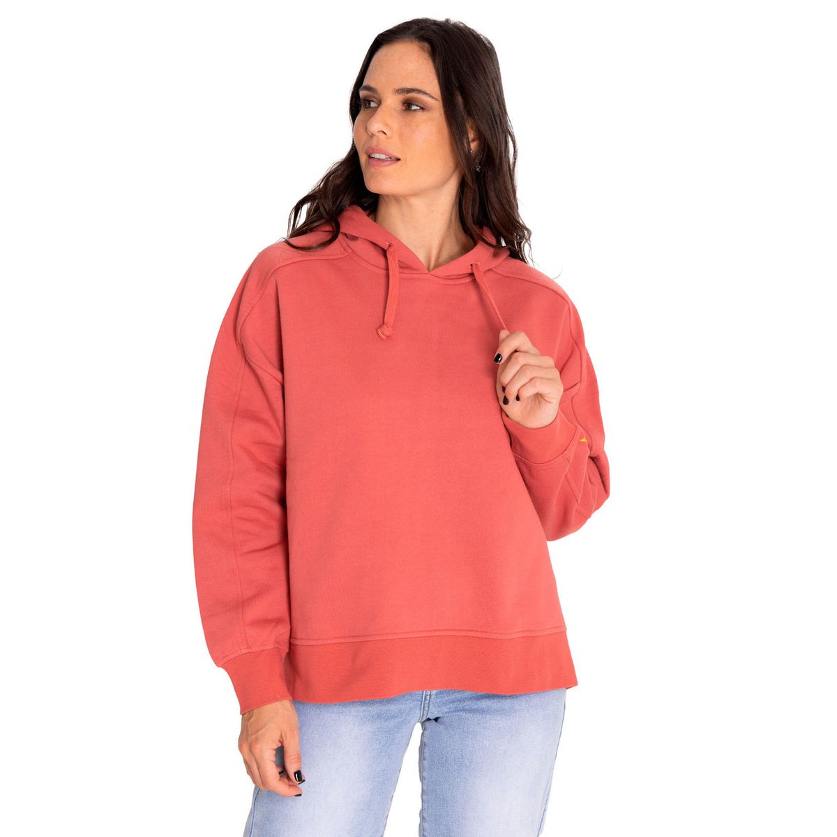 CAT - Polerón Mujer Fleece Oversized Cozy Hoodie Rojo CAT