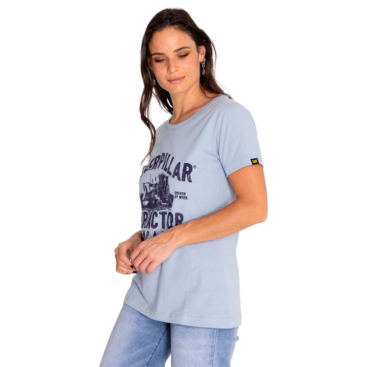 CAT - Polera Manga Corta Mujer Graphic Azul CAT