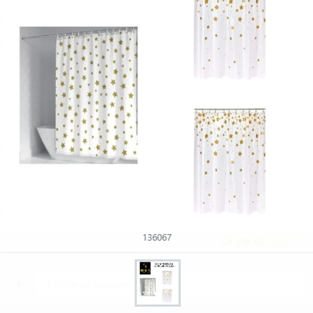 GENERICO - Cortina Para Ducha Con Detalles Dorados