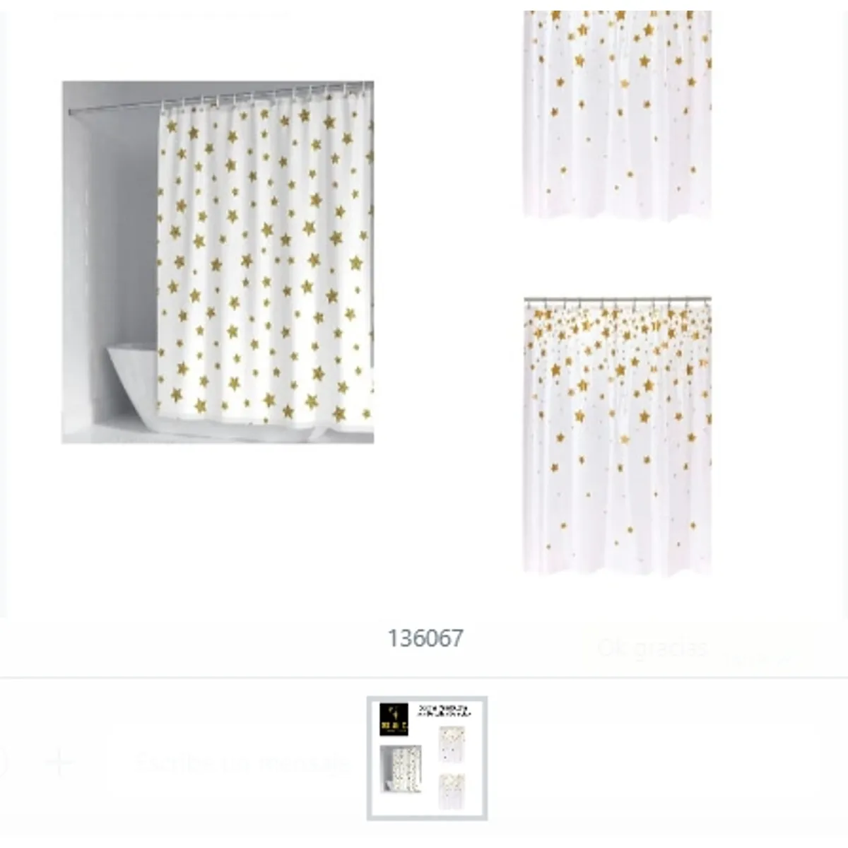 GENERICO - Cortina Para Ducha Con Detalles Dorados