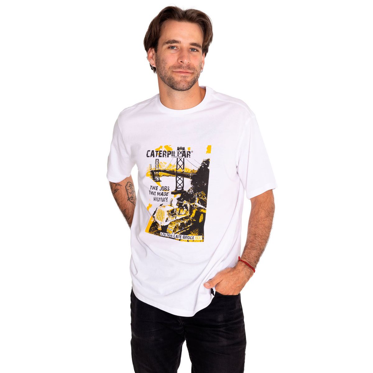 CAT - Polera Manga Corta Hombre Historic Graphic Blanco CAT