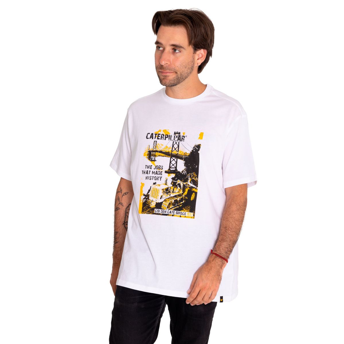 CAT - Polera Manga Corta Hombre Historic Graphic Blanco CAT