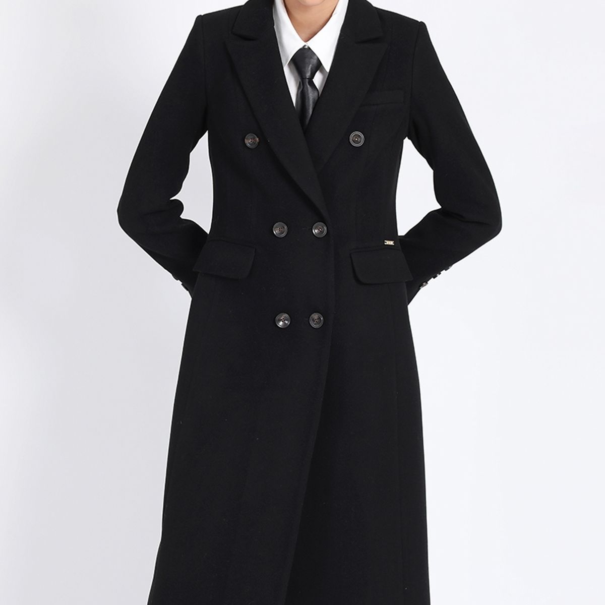 LIOLA - Abrigo Largo Cruzado, Muflon Negro Liola