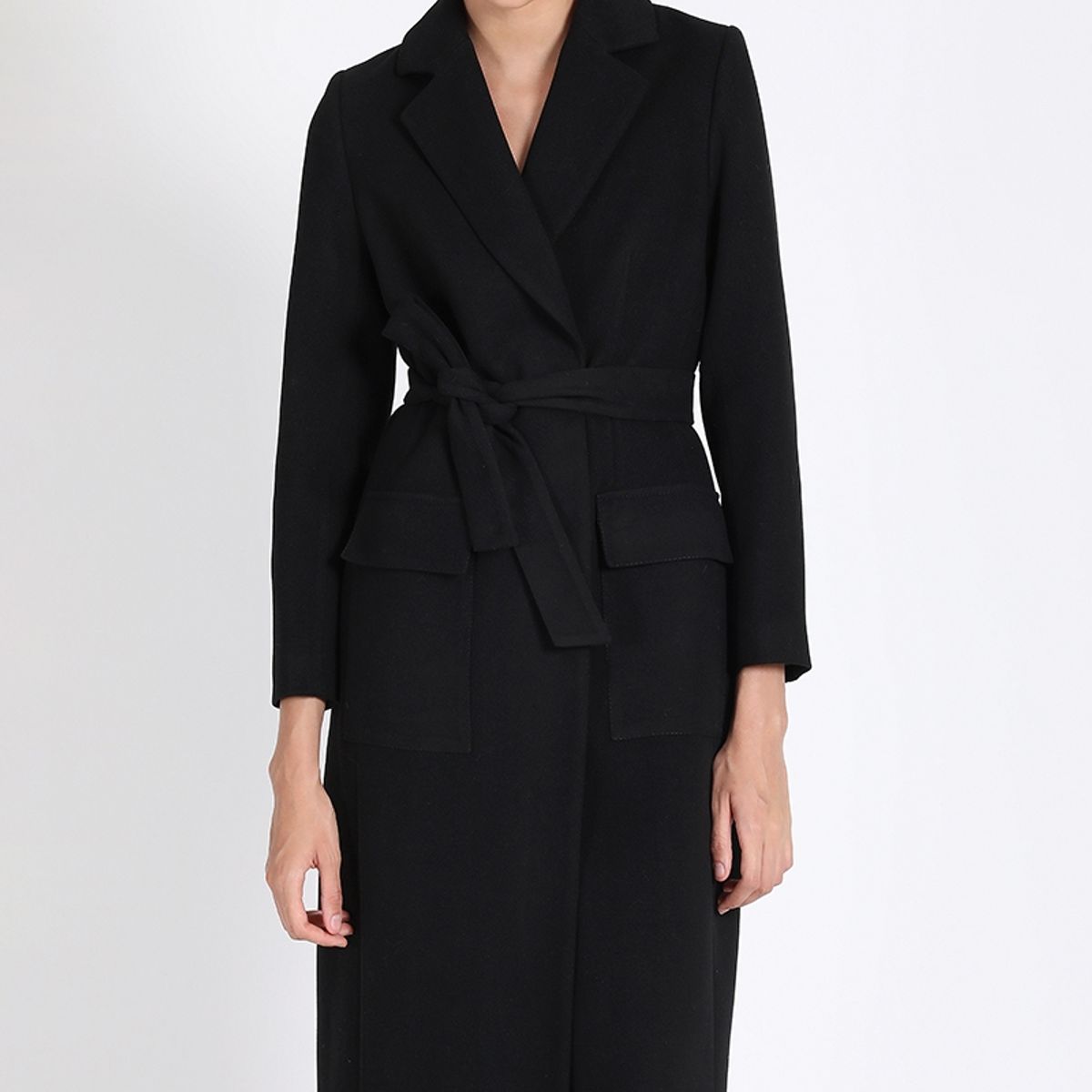 LIOLA - Abrigo Largo Con Lazo, Muflon Negro Liola