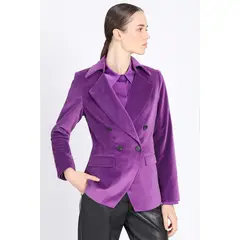 LIOLA - Blazer Con Entalle Cruzado Terciopelo Violeta