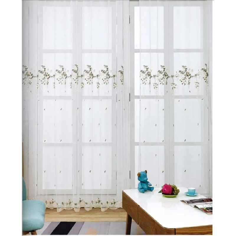 GENERICO - CORTINA VISILLOS BORDADOS CON ARGOLLAS 2 PAÑOS 140X230CM C/U