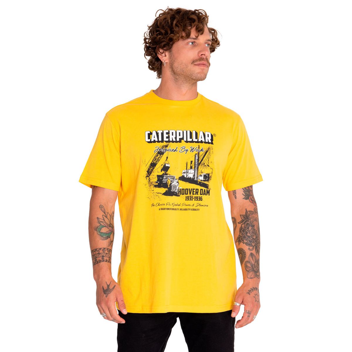 CAT - Polera Manga Corta Hombre Graphic Amarillo CAT