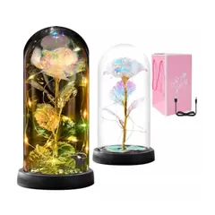 GENERICO - Flor Eterna Con Luces Para Ella Rosas Artificiales Regalos