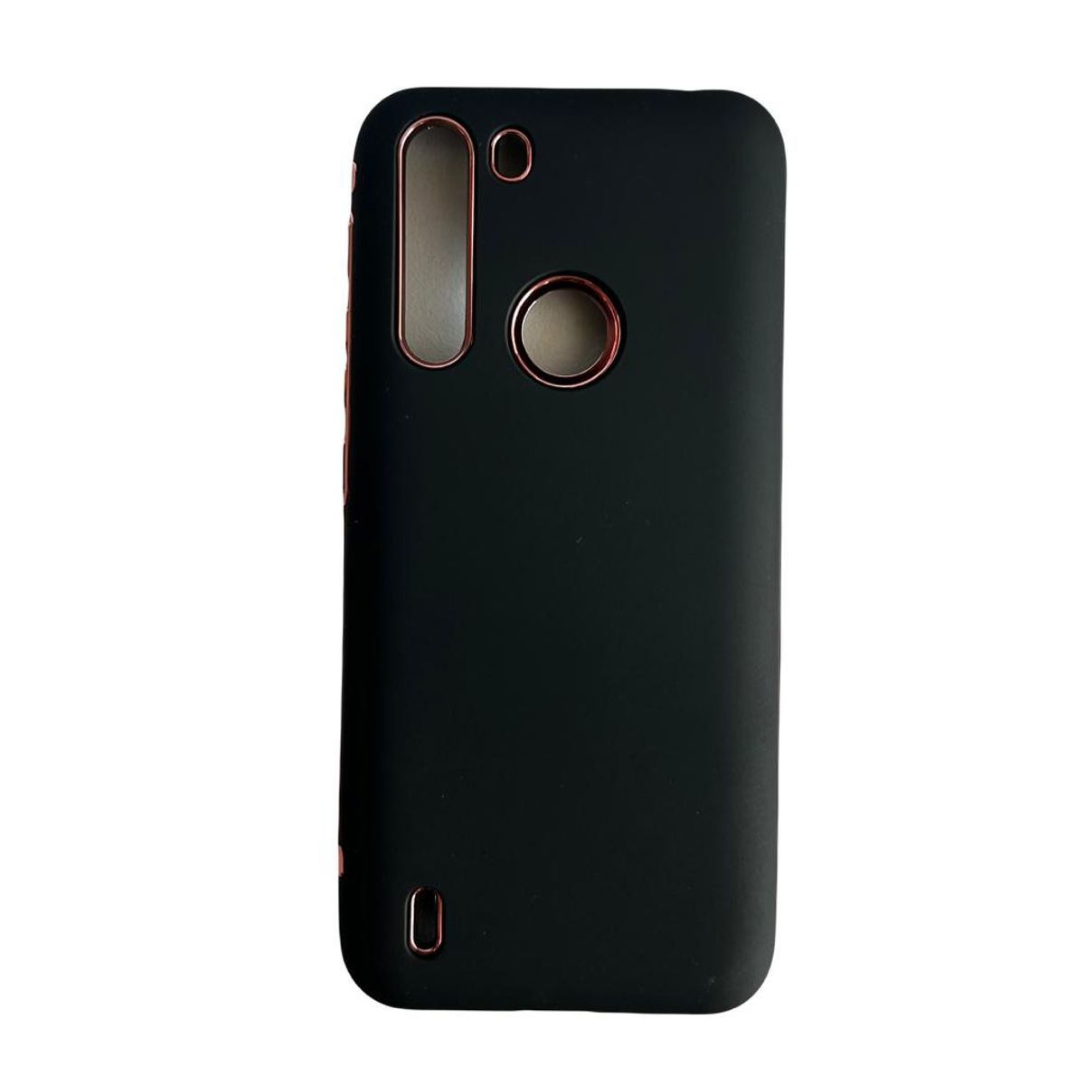 GENERICO - CARCASA PARA MOTOROLA ONE FUSION NEGRO CON BORDES DORADOS