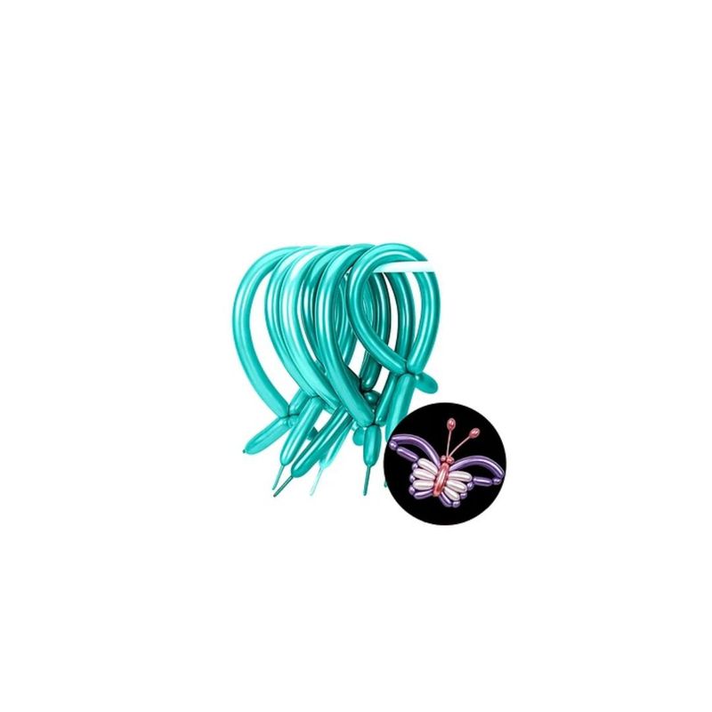 GENERICO - Globos Largos Cromados Color Verde 20pcs 30cm