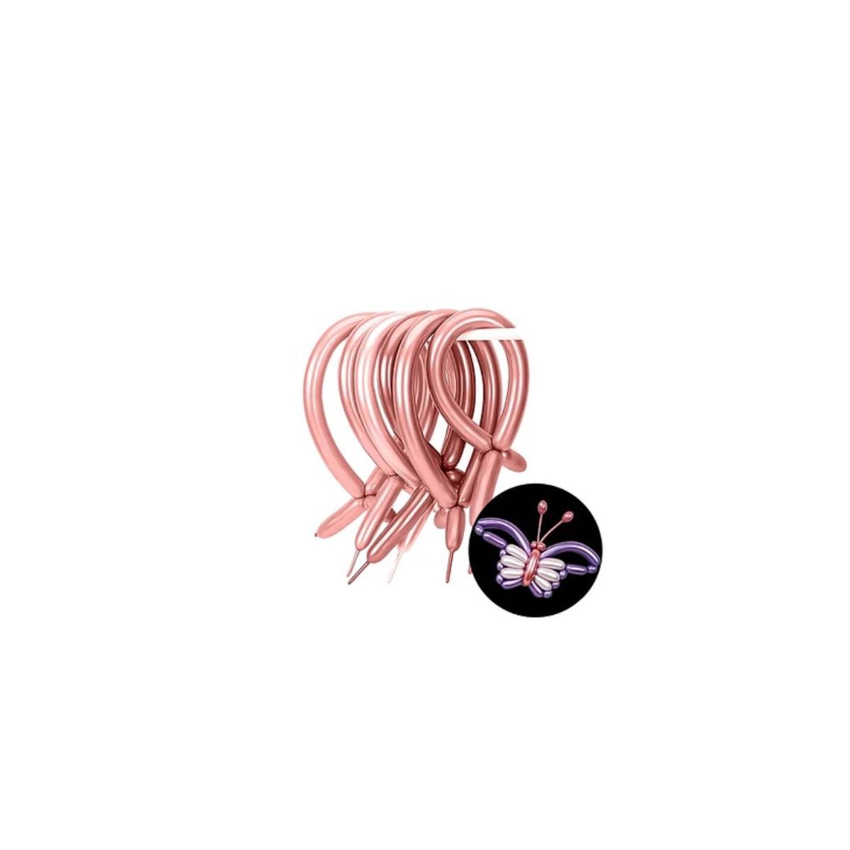 GENERICO - Globos Largos Cromados Color Oro Rosa 20pcs 30cm