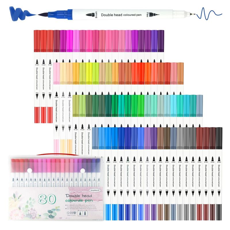 EVERSO - 80 Marcadores De Doble Punta Tipo Pincel Colores-B
