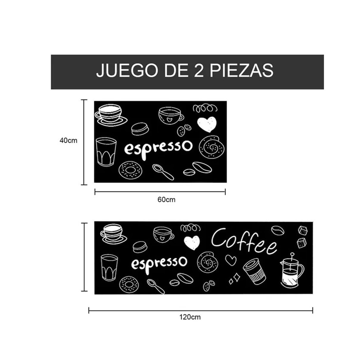 EVERSO - Set 2 Alfombra Cocina Piso Entrada Antideslizant Vario Model