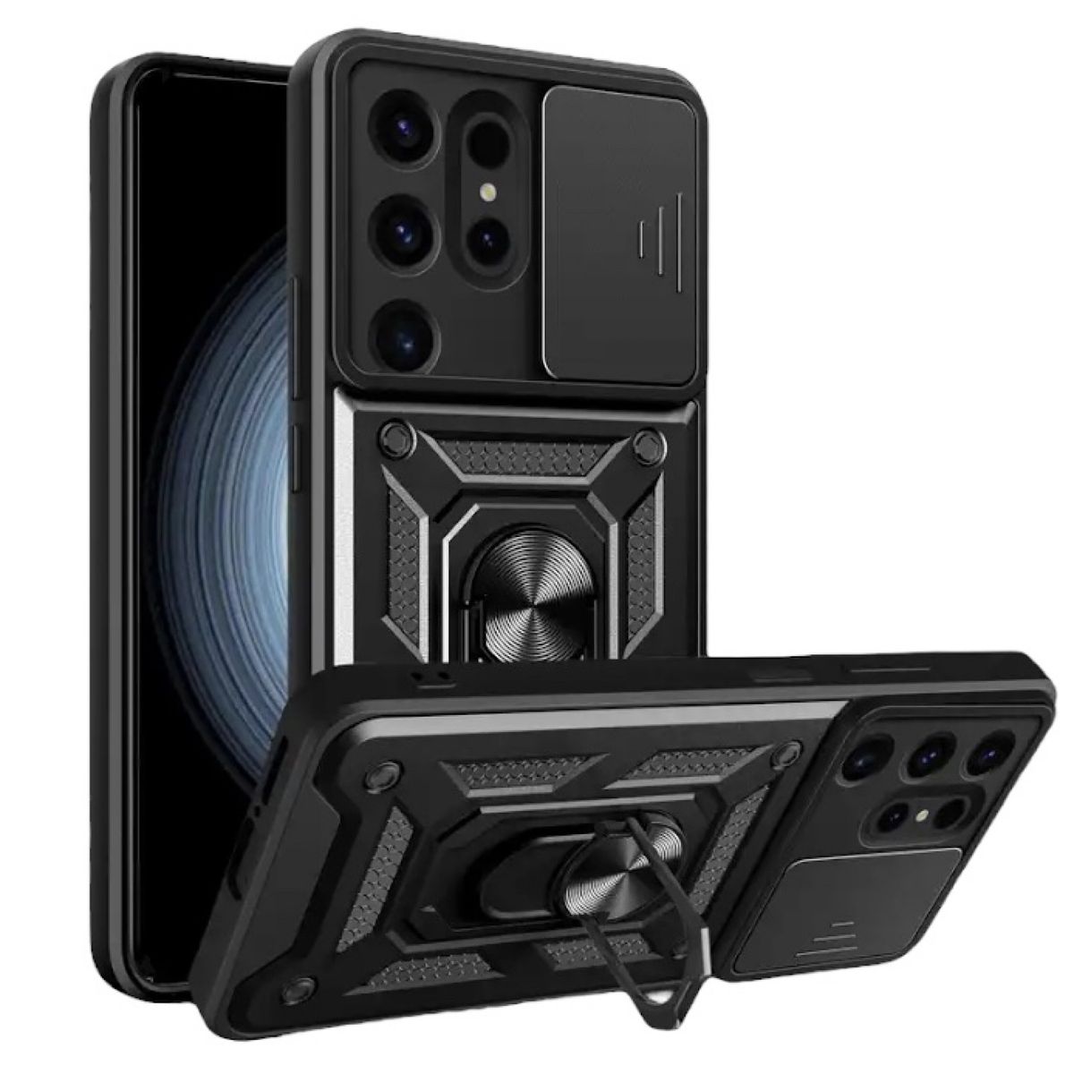 GENERICO - Carcasa Armor Con Anillo Para Samsung S24 Ultra-Negro