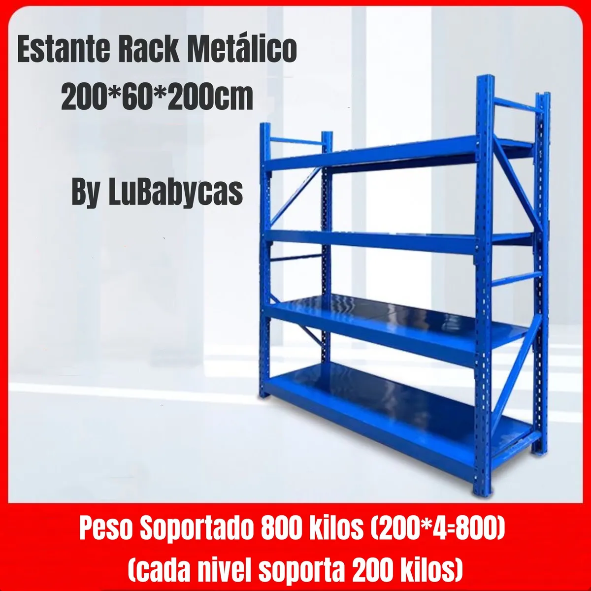 LUBABYCAS - Estantes Metalicos 200*60*200cm Azul Naranjo 800 kilos