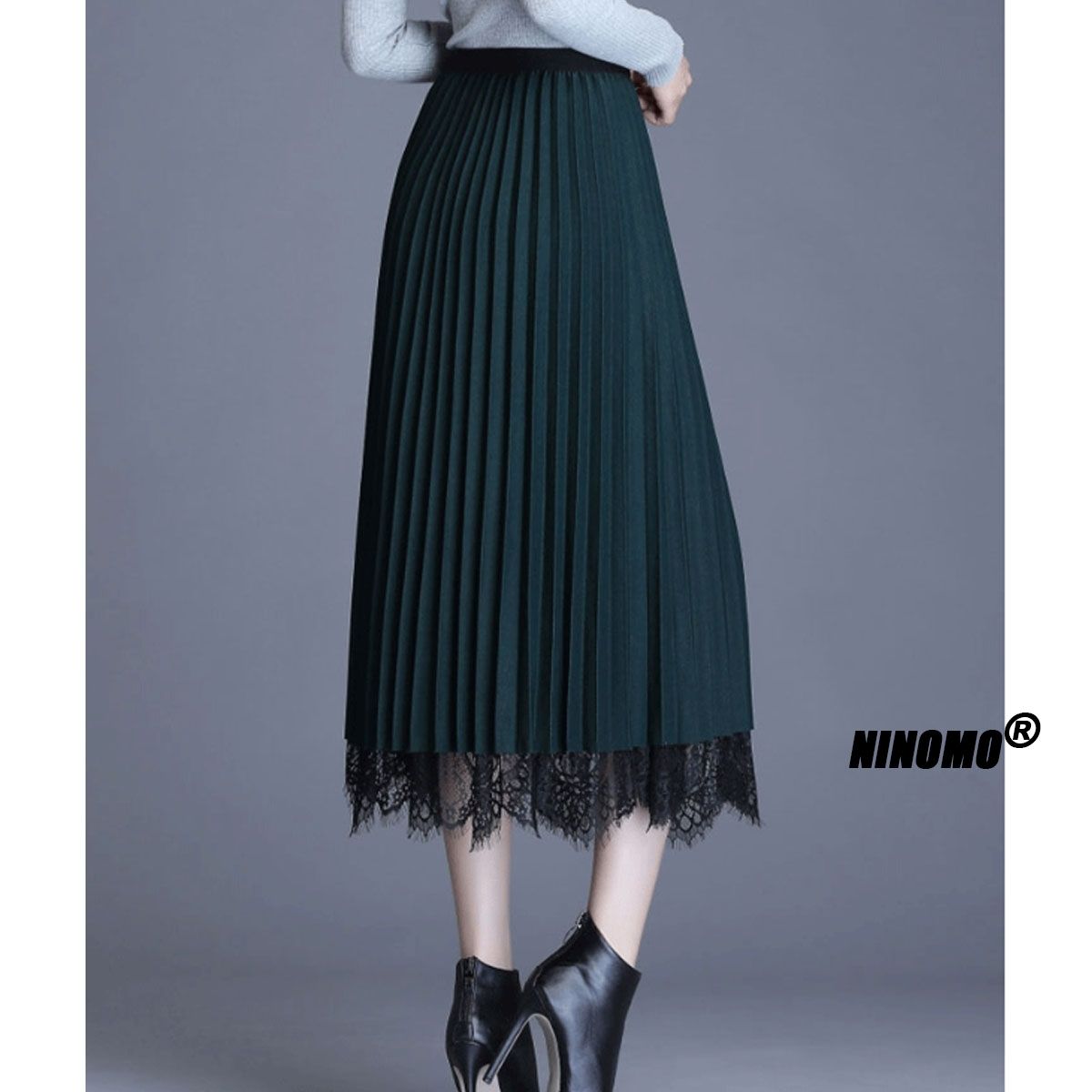 EDWINAYY - Maxifalda Plisada Falda Midi Tableada Plisada Larga De Mujer