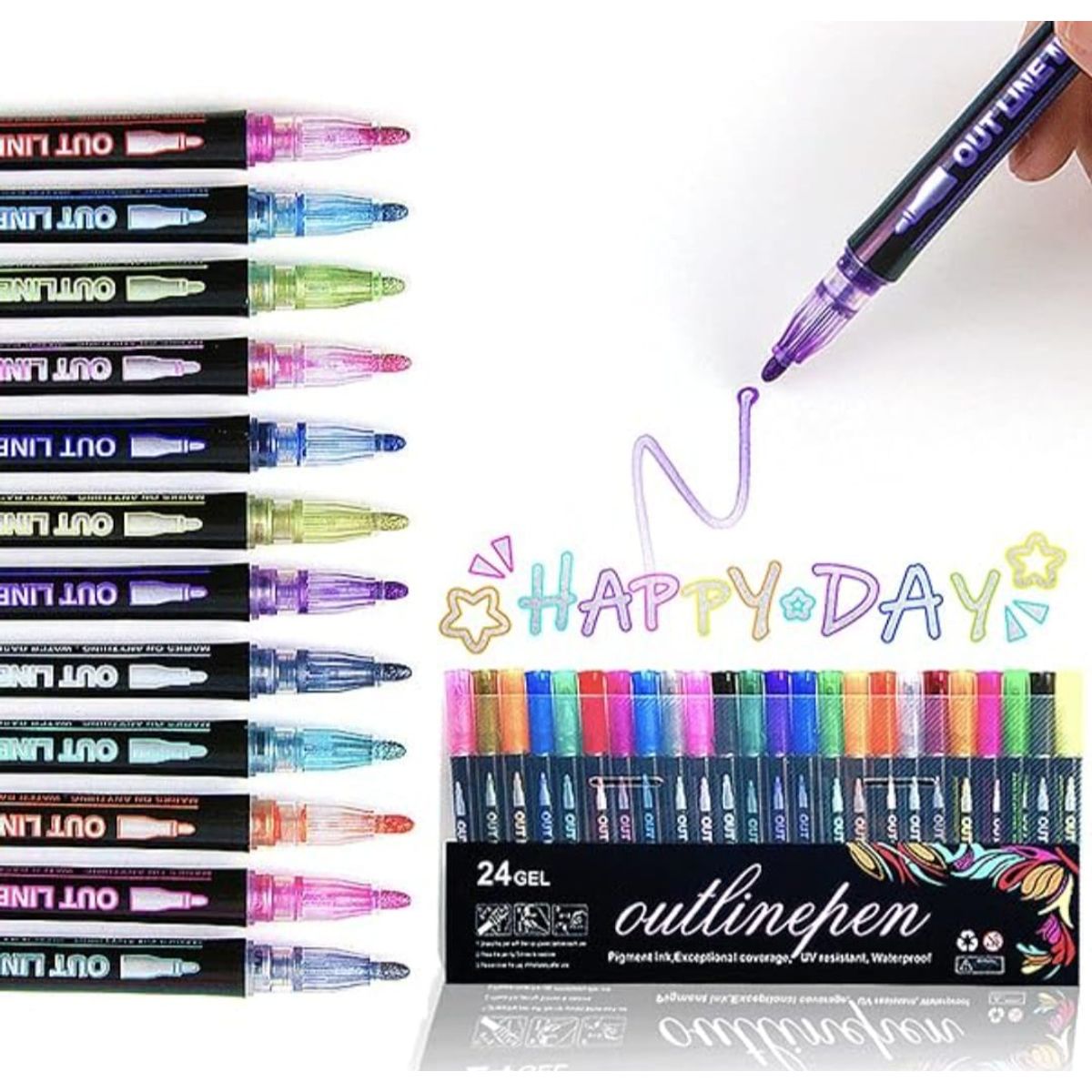 GENERICO - Lápices Marcadores Mágicos 24 Colores Metalizados