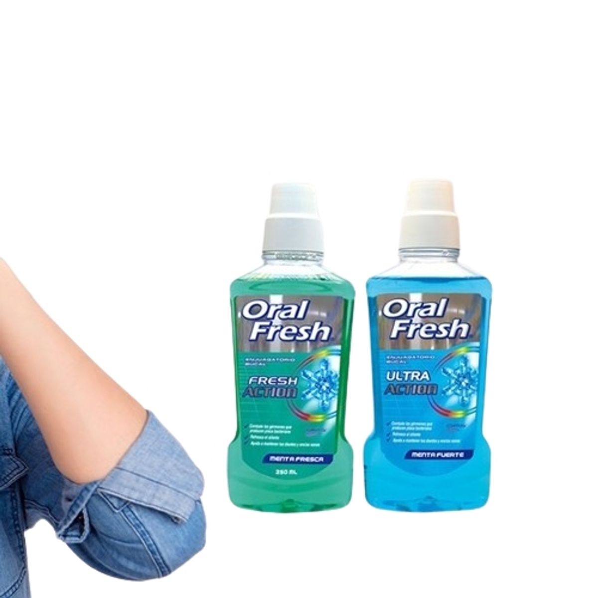 ORALGENE - Enjuague Bucal Oral Fresh Action Menta Fuerte 500ml.