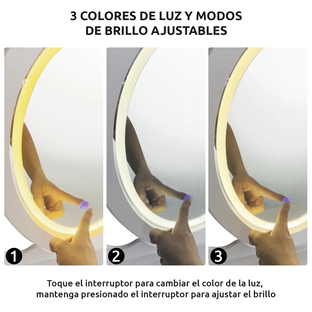 ELEMENT DESIGN - Tocador con espejo iluminado y taburete acolchado blanco