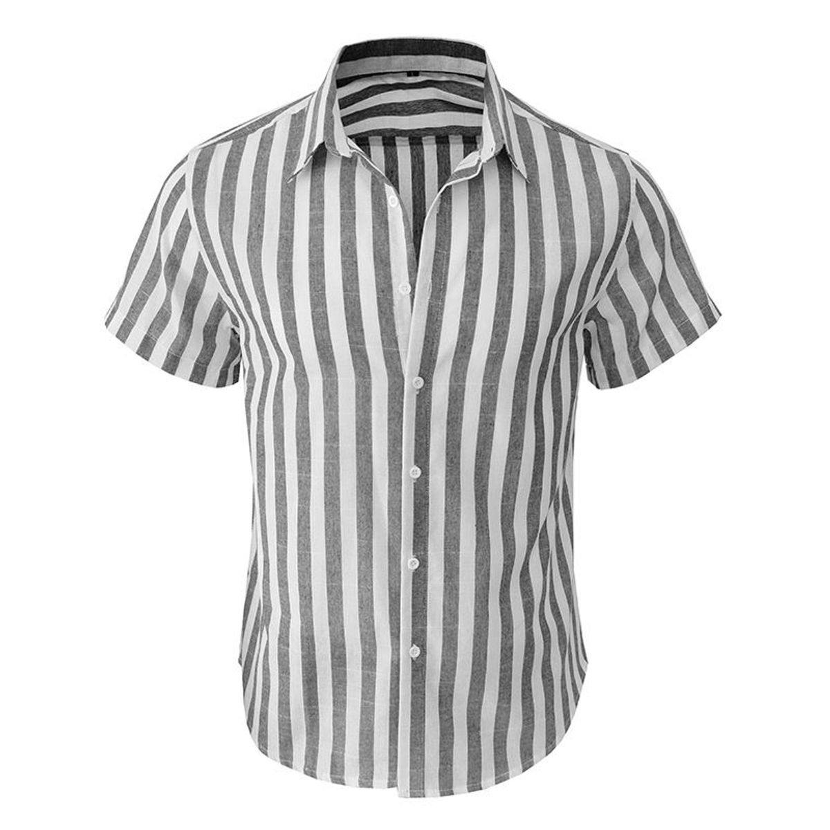 BONVERANO - Camisa con botón Manga Corta - Azul
