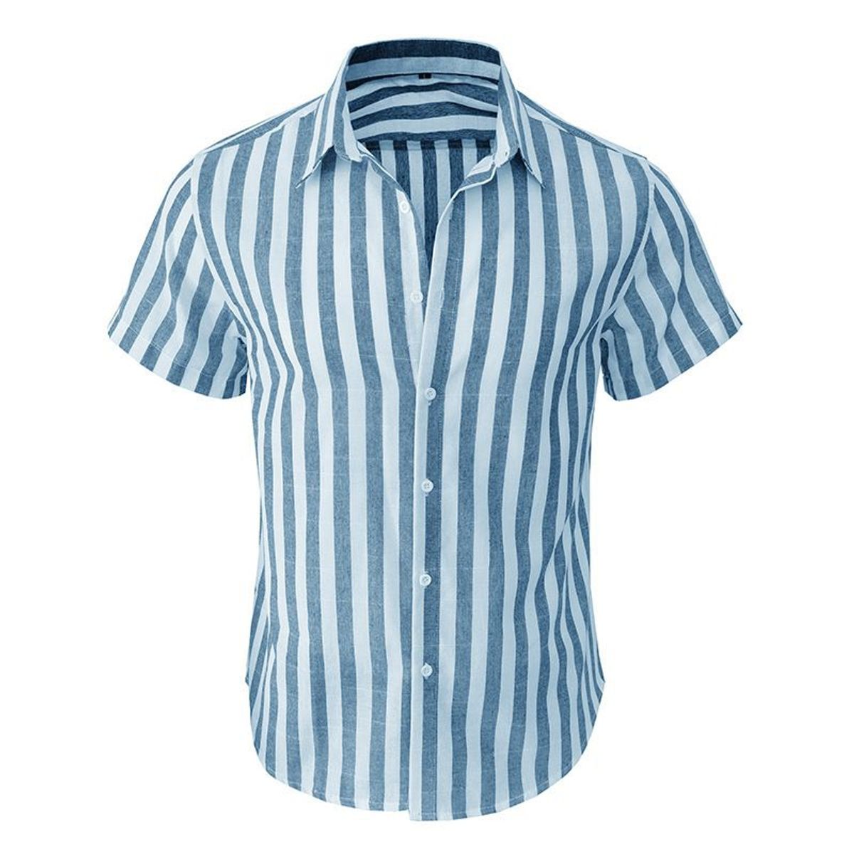BONVERANO - Camisa con botón Manga Corta - Azul