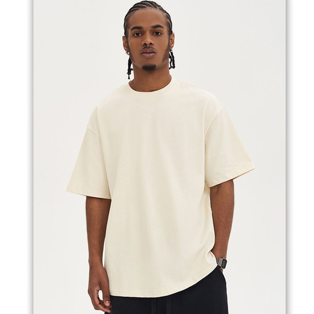 BONVERANO - Polera Manga Corta Oversize Hombre - Beige