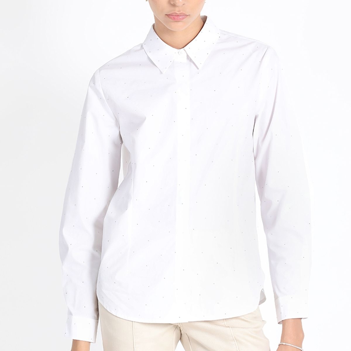 LIOLA - Camisa Poplin Con Strass, Blanco Liola