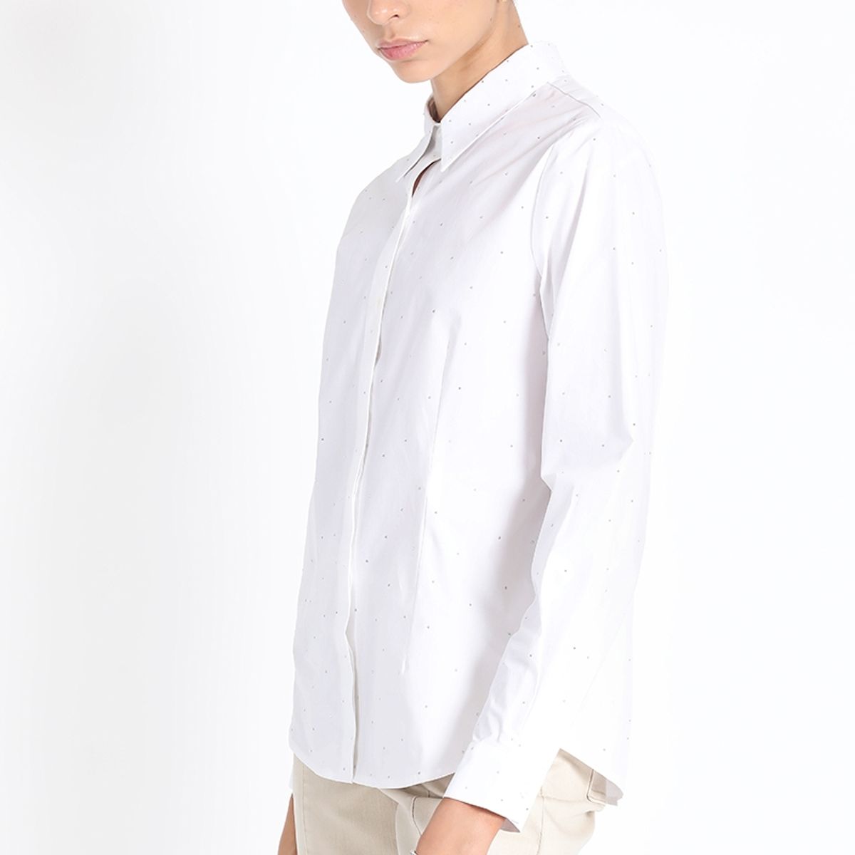 LIOLA - Camisa Poplin Con Strass, Blanco Liola