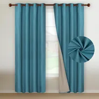 Cortina Blackout 100% 2 Paños Textura Lino - Azul petroleo