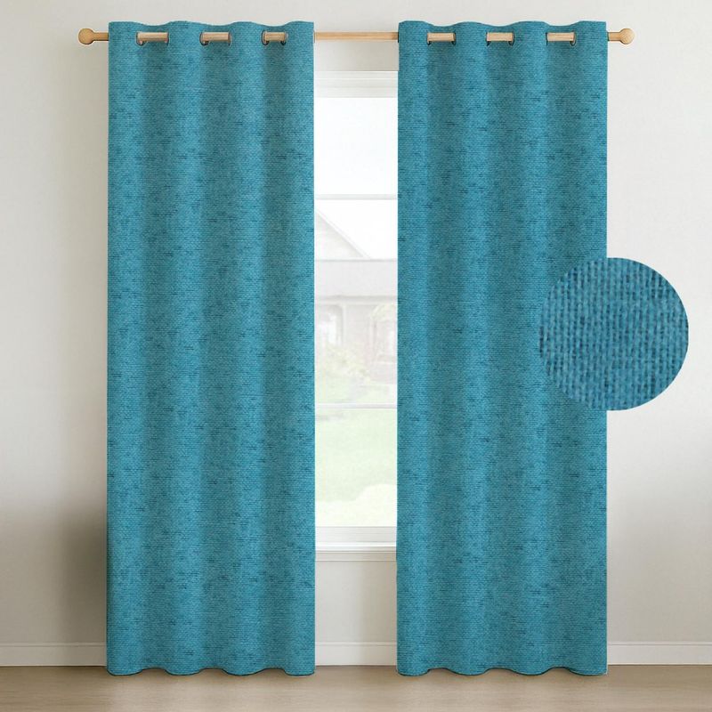 CASATUA - Cortina Blackout 100% 2 Paños Textura Lino - Azul petroleo