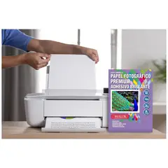 MALIK - Papel Adhesivo Glossy A4/135g 50 Hojas,