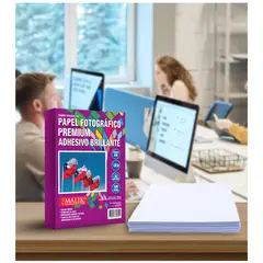 MALIK - Papel Adhesivo Extrafuerte Glossy Brillante A4 135g-100hojas