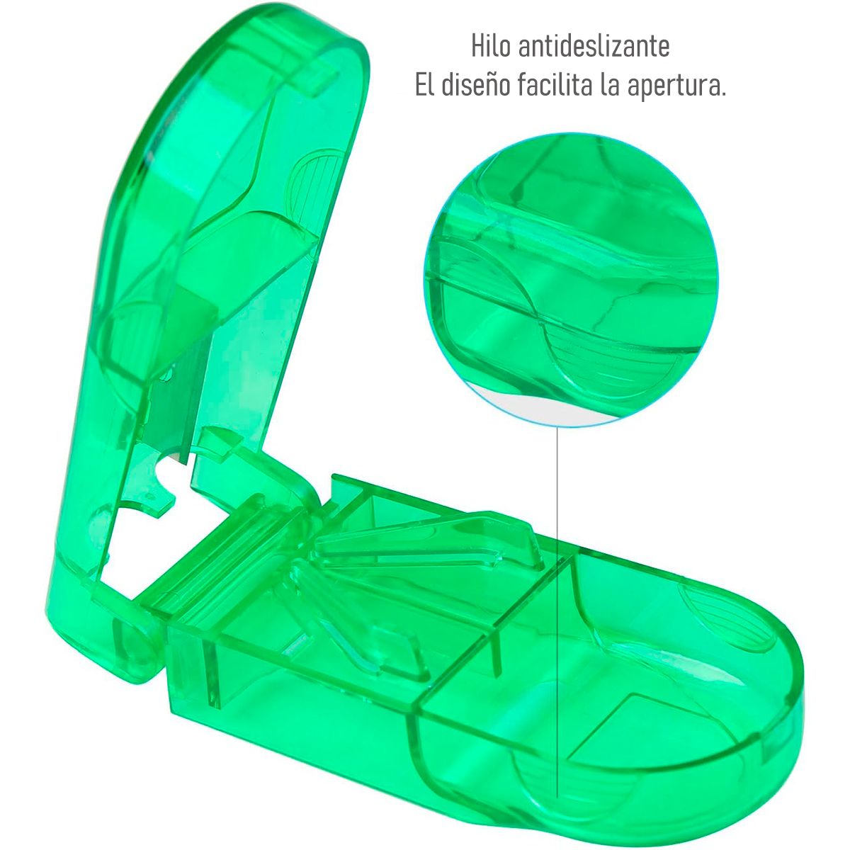 ONEDER - Pastillero Organizador Cortador Dosificador Pastilla Oneder Verde