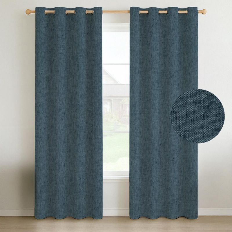 CASATUA - Cortina Blackout 100% 2 Paños Textura Lino - Azul marino