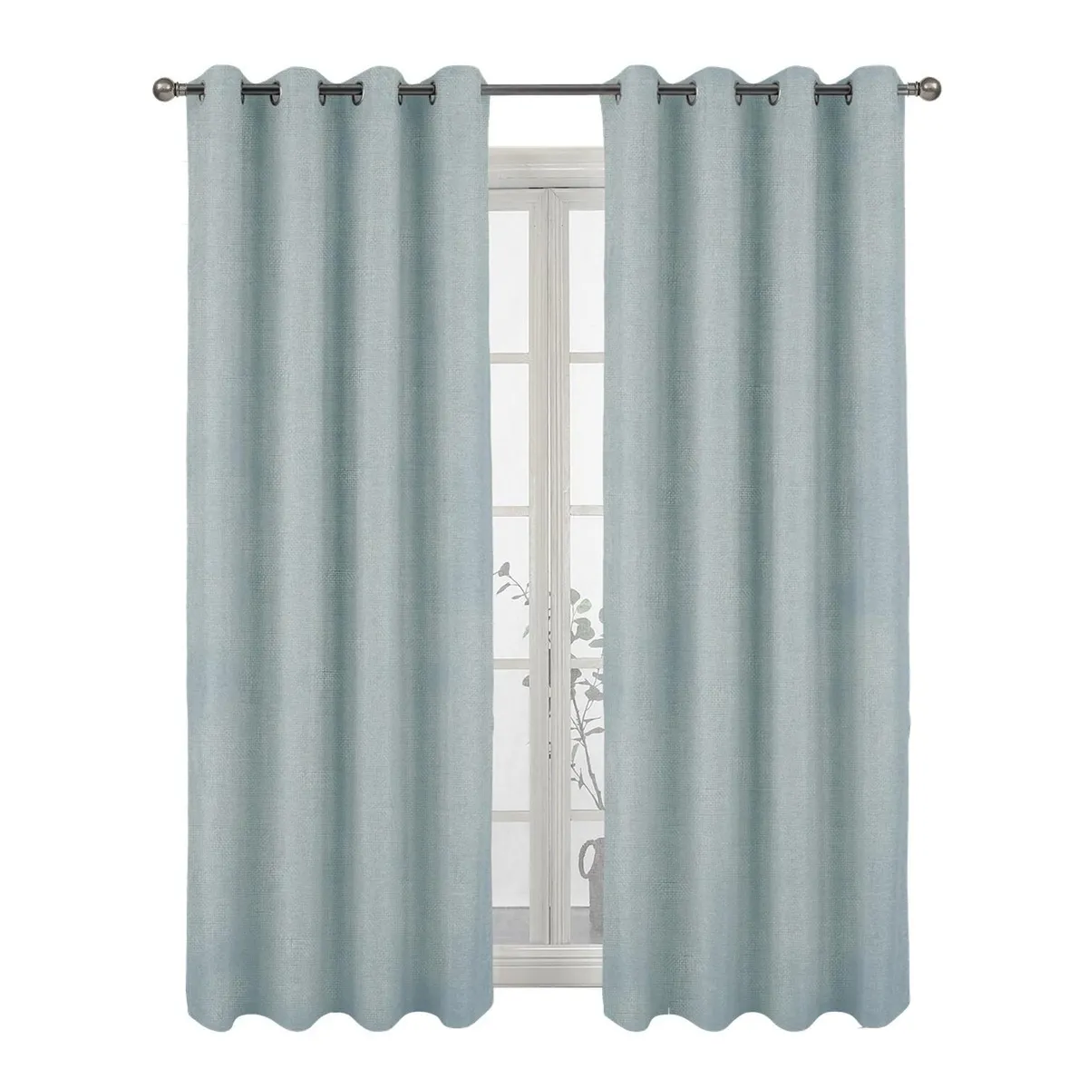 CASATUA - Cortina Blackout 100% 2 Paños Textura Lino - Agua