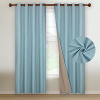 Cortina Blackout 100% 2 Paños Textura Lino - Agua