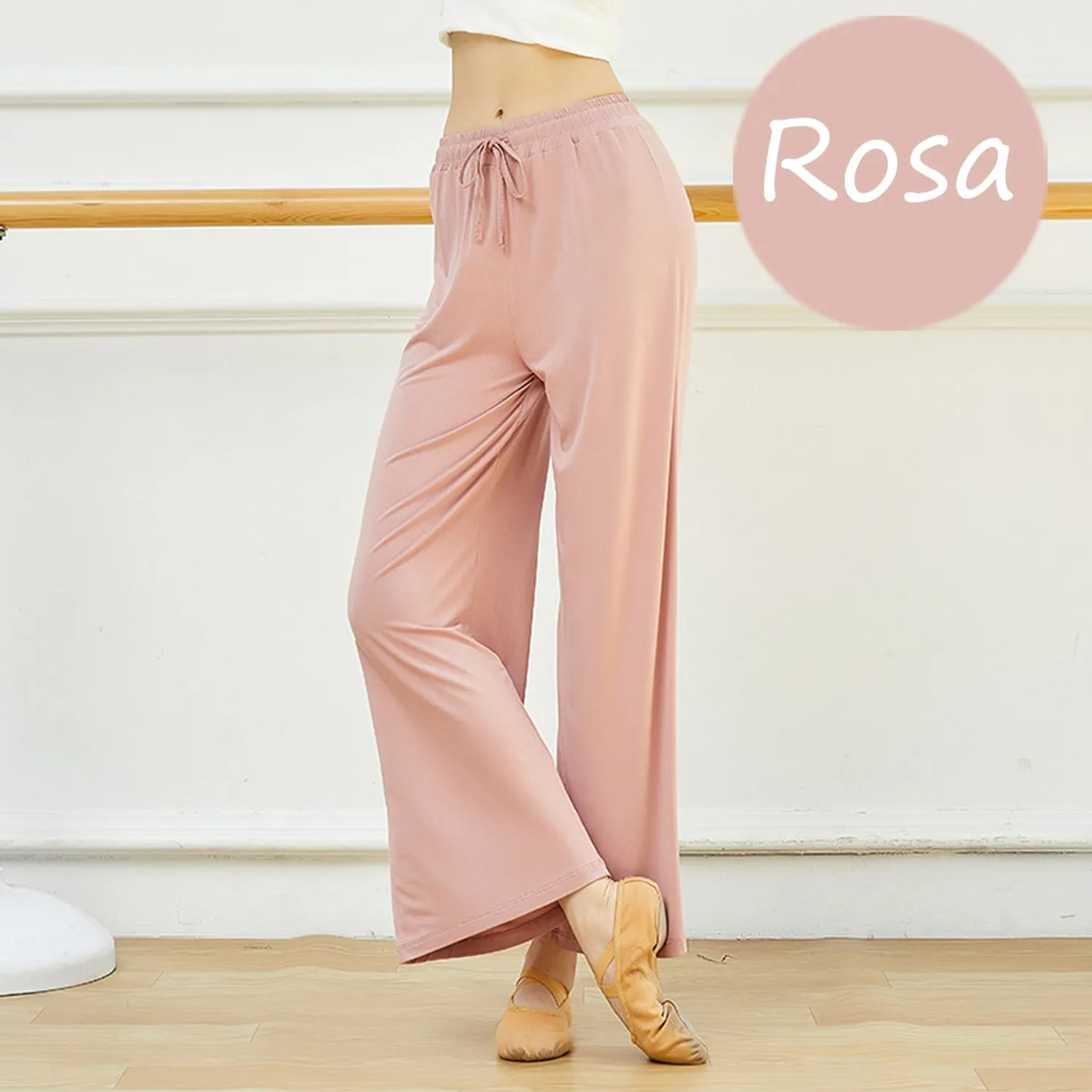 EDWINAYY Pantalones Yoga Mujer Recto Cintura Alta Algodón Danza