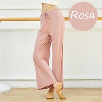 Pantalones Yoga Mujer Recto Cintura Alta Algodón Danza Pant