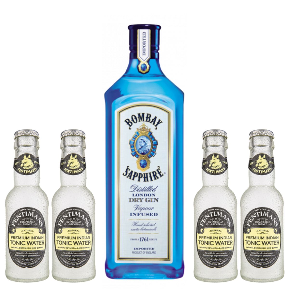 BOMBAY - Gin Bombay Sapphire 700cc + 4x Fentimans Tonic Water 200cc