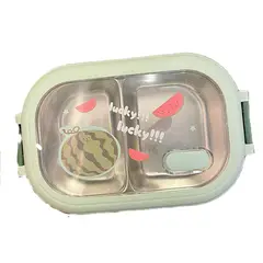 GENERICO - Taper De Comida Con Diseño sandia verde 1000ml Con 2 Divisiones