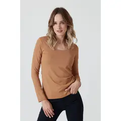 PRIVILEGE - Polera poliamida caramelo