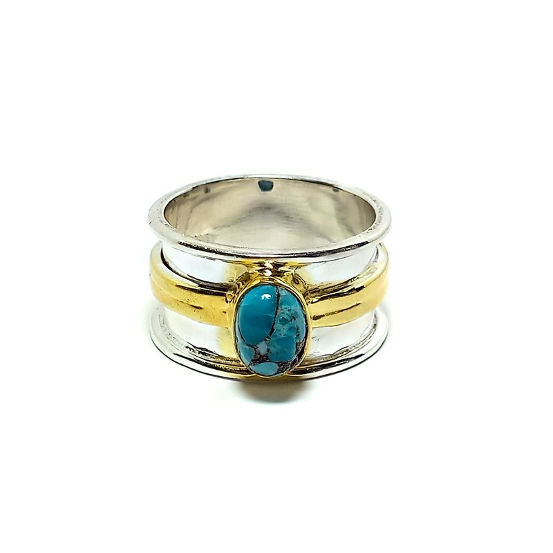 ANDREA COGGIOLA JOYAS - Anillo Turquesa Bronce Plata Fina 925