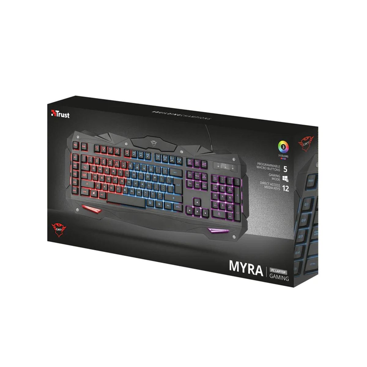 TRUST - Teclado Gamer Led De 3 Colores Gxt 840 Myra - SC