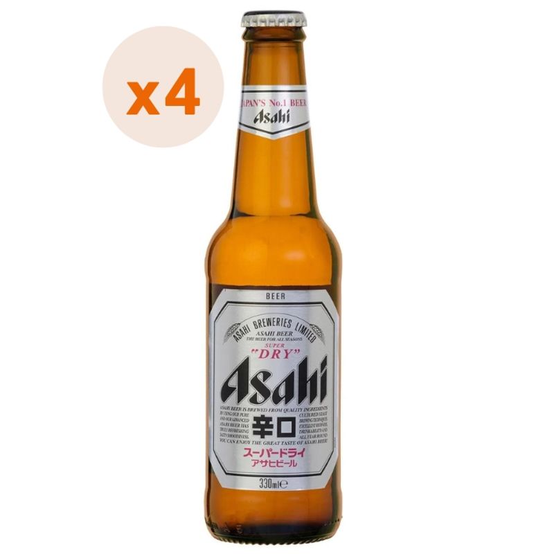 GENERICO - 4X Cerveza Asahi Botellín 5,2° 330Cc