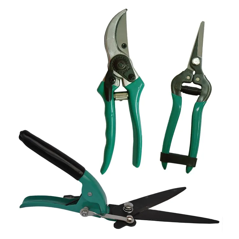 Set de 2 Tijeras de Podar + Tijera Corte de Pasto